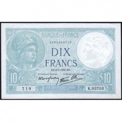 F 07-27 - 09/01/1941 - 10 francs - Minerve modifié - Série K.83703 - Etat : SUP+ à SPL