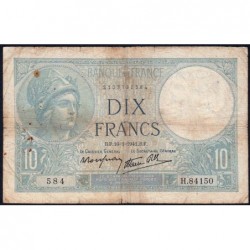 F 07-28 - 16/01/1941 - 10 francs - Minerve modifié - Série H.84150 - Etat : B