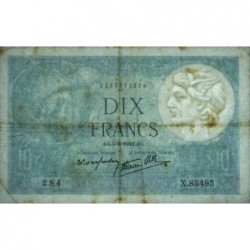 F 07-31 - 05/03/1942 - 10 francs - Minerve modifié - Série X.85495 - Etat : TTB-