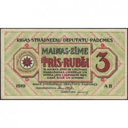 Lettonie - Pick R.2a - 3 rubli - Série AB - 1919 - Etat : TTB