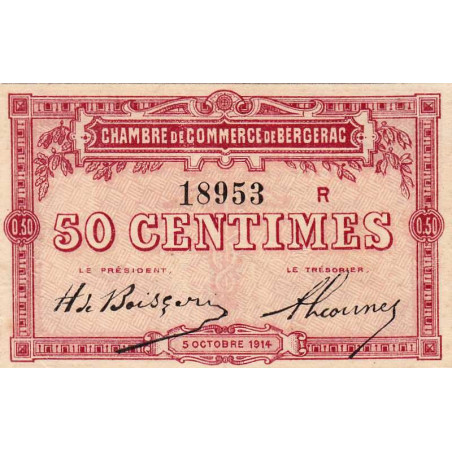 Bergerac - Pirot 24-11 variété - 50 centimes - Série R - 05/10/1914 - Etat : SPL