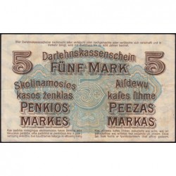 Allemagne - Emission de Kowno (Lituanie) - Pick R 130 - 5 mark - Série B - 04/04/1918 - Etat : TTB+