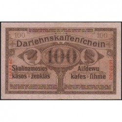 Allemagne - Emission de Kowno (Lituanie) - Pick R 133 - 100 mark - Sans série - 04/04/1918 - Etat : TTB+