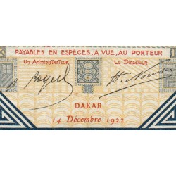 Sénégal - Dakar - Pick 5Bc_1 - 5 francs - Série F.1777 - 14/12/1922 - Etat : TB
