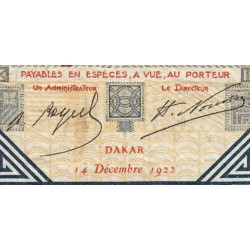 Sénégal - Dakar - Pick 5Bc_1 - 5 francs - Série H.1879 - 14/12/1922 - Etat : TB+