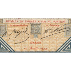 Sénégal - Dakar - Pick 5Bc_2 - 5 francs - Série M.2311 - 10/04/1924 - Etat : TB