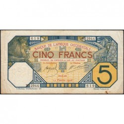 Sénégal - Dakar - Pick 5Bc_4 - 5 francs - Série W.2944 (remplac.) - 17/02/1926 - Etat : TB+