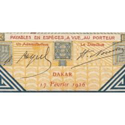 Sénégal - Dakar - Pick 5Bc_4 - 5 francs - Série W.2944 (remplac.) - 17/02/1926 - Etat : TB+