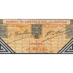 Sénégal - Dakar - Pick 5Bd - 5 francs - Série L.4417 - 16/05/1929 - Etat : TB-