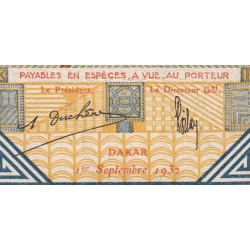 Sénégal - Dakar - Pick 5Be - 5 francs - Série D.4820 - 01/09/1932 - Etat : TTB-