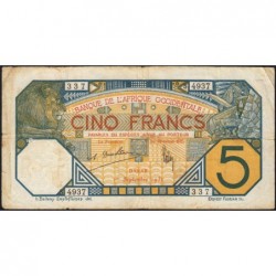 Sénégal - Dakar - Pick 5Be - 5 francs - Série S.4937 - 01/09/1932 - Etat : TB+