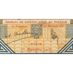Sénégal - Dakar - Pick 5Be - 5 francs - Série S.4937 - 01/09/1932 - Etat : TB+