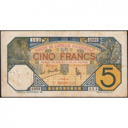 Sénégal - Dakar - Pick 5Be - 5 francs - Série V.4989 - 01/09/1932 - Etat : TB+