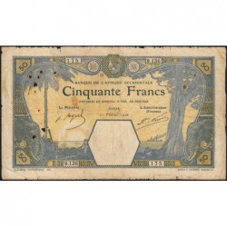 Sénégal - Dakar - Pick 9Bb_2 - 50 francs - Série B.136 - 11/02/1926 - Etat : TB-