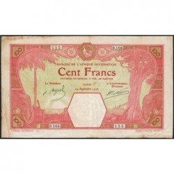 Sénégal - Dakar - Pick 11Bc_2 - 100 francs - Série D.166 - 24/09/1926 - Etat : TTB