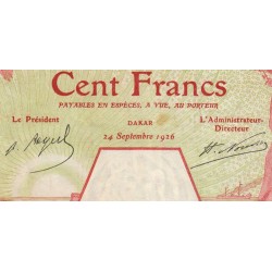 Sénégal - Dakar - Pick 11Bc_2 - 100 francs - Série D.166 - 24/09/1926 - Etat : TTB