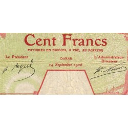 Sénégal - Dakar - Pick 11Bc_2 - 100 francs - Série M.166 - 24/09/1926 - Etat : TB+