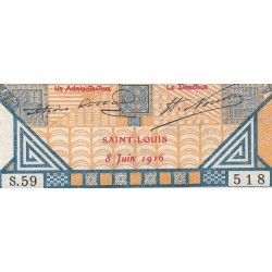 Sénégal - Saint-Louis - Pick 5Fd - 5 francs - Série S.59 - 08/06/1916 - Etat : TTB