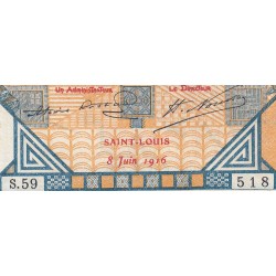 Sénégal - Saint-Louis - Pick 5Fd - 5 francs - Série S.59 - 08/06/1916 - Etat : TTB