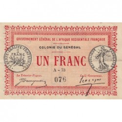 Colonie du Sénégal - Pick 2a - 1 franc - Série A-73 - 11/02/1917 - Etat : TTB+