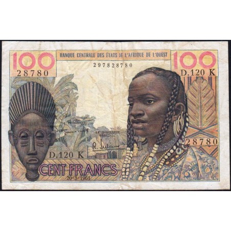 Sénégal - Pick 701Ka - 100 francs - Série D.120 - 20/03/1961 - Etat : TB