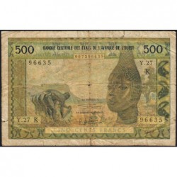 Sénégal - Pick 702Kg - 500 francs - Série Y.27 - Sans date (1969) - Etat : B