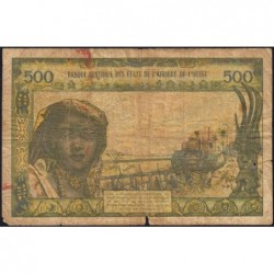 Sénégal - Pick 702Kk - 500 francs - Série M.46 - Sans date (1974) - Etat : B