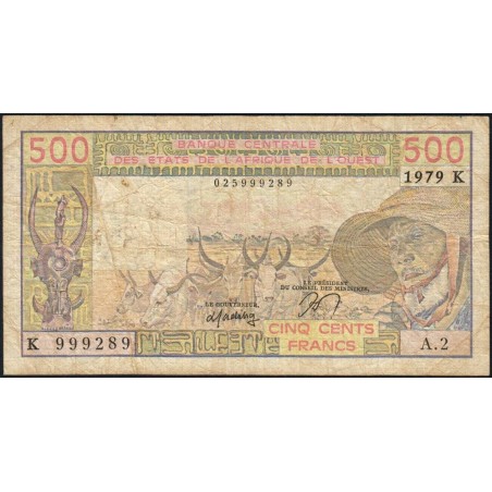 Sénégal - Pick 705Ka - 500 francs - Série A.2 - 1979 - Etat : B+