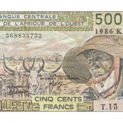 Sénégal - Pick 706Ki - 500 francs - Série T.15 - 1986 - Etat : TB+