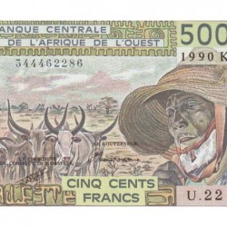 Sénégal - Pick 706Kl - 500 francs - Série U.22 - 1990 - Etat : NEUF