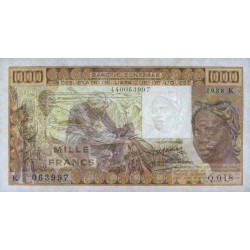 Sénégal - Pick 707Ka - 1'000 francs - Série Q.018 - 1988 - Etat : TTB