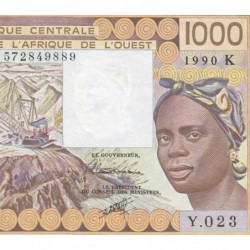 Sénégal - Pick 707Kj - 1'000 francs - Série Y.023 - 1990 - Etat : SPL