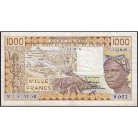 Sénégal - Pick 707Kj - 1'000 francs - Série B.024 - 1990 - Etat : TTB-