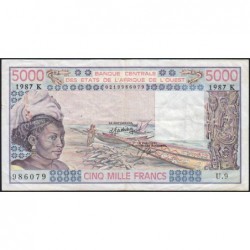 Sénégal - Pick 708Kl - 5'000 francs - Série U.9 - 1987 - Etat : TTB