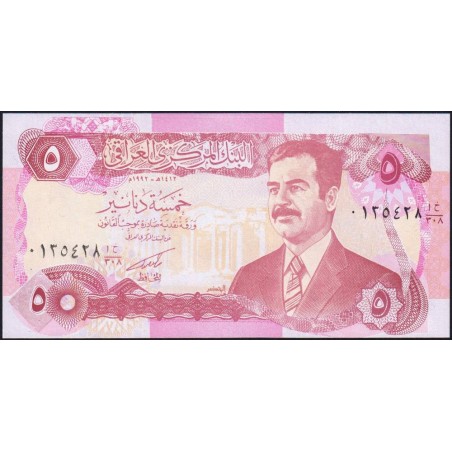 Irak - Pick 80c - 5 dinars - Série 308 - 1992 - Etat : NEUF