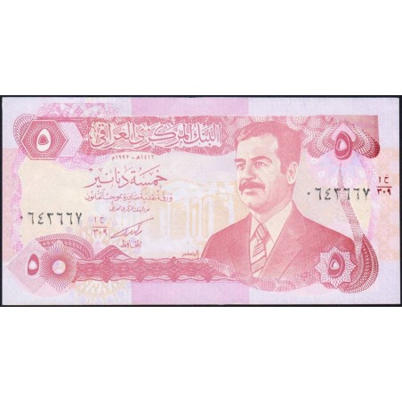 Irak - Pick 80c - 5 dinars - Série 309 - 1992 - Etat : SPL+