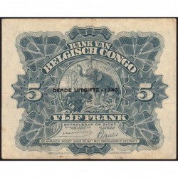 Congo Belge - Pick 13Aa - 5 francs - Série K - Troisième émission - 10/01/1943 - Etat : TTB+
