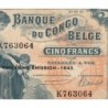 Congo Belge - Pick 13Aa - 5 francs - Série K - 10/01/1943 - Etat : TTB+