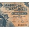 Congo Belge - Pick 13Ac - 5 francs - Série Z - 10/03/1944 - Etat : TTB