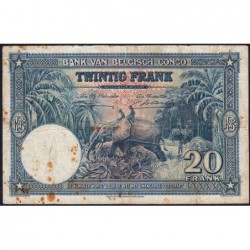 Congo Belge - Pick 15E - 20 francs - Série V - 10/04/1946 - Etat : TB