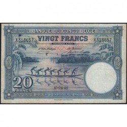 Congo Belge - Pick 15E - 20 francs - Série X - 10/04/1946 - Etat : TTB