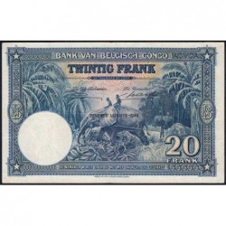 Congo Belge - Pick 15F - 20 francs - Série AJ - 10/08/1948 - Etat : TTB