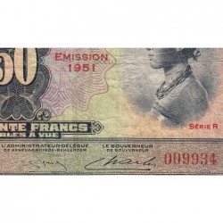 Congo Belge - Pick 16i - 50 francs - Série R - 1952 - Etat : TB