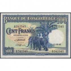 Congo Belge - Pick 17c_1 - 100 francs - Série B - 11/03/1946 - Etat : SUP