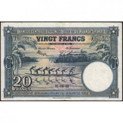 Congo Belge - Pick 23_2 - 20 francs - Série A - 01/09/1952 - Etat : TTB