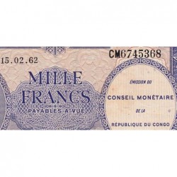 Congo (Kinshasa) - Pick 2a - 1'000 francs - Série CM - 15/02/1962 - Etat : TTB
