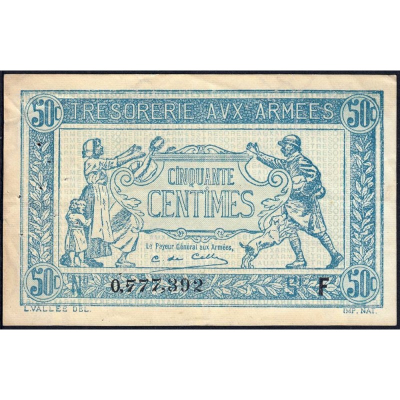 VF 01-06 - 50 centimes - Trésorerie aux armées - 1917 - Série F - Etat : TTB