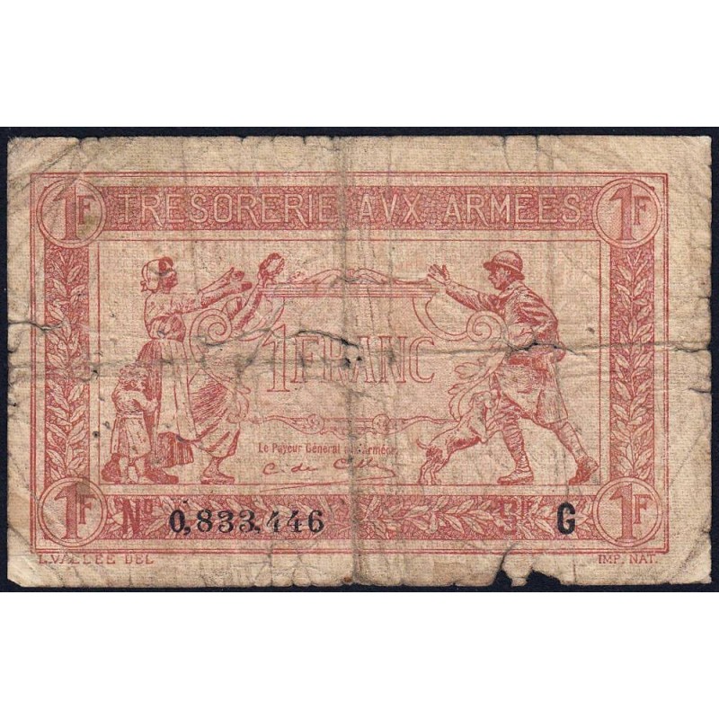 VF 03-07 - 1 franc - Trésorerie aux armées - 1917 - Série G - Etat : B-