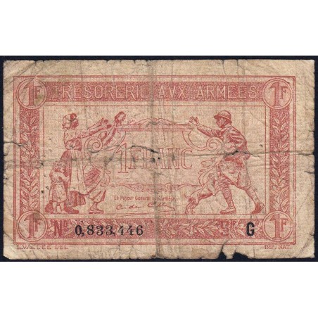 VF 03-07 - 1 franc - Trésorerie aux armées - 1917 - Série G - Etat : B-