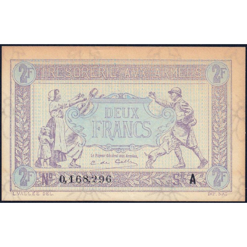 VF 05-01 - 2 francs - Trésorerie aux armées - 1917 - Série A - Etat : SUP+